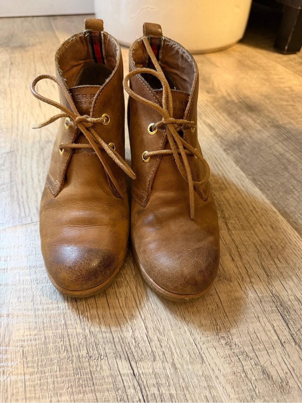 Sperry Women's Tan Leather Lace-Up Ankle Booties